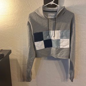 Hargan Denim crop hoodie sweat shirt